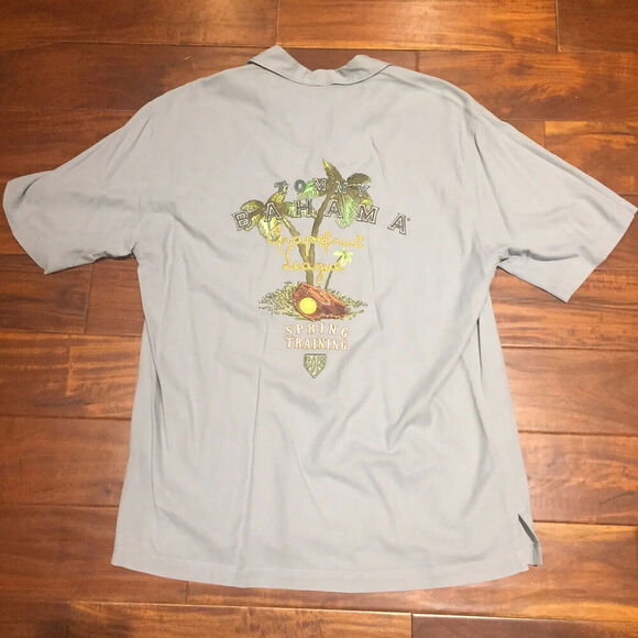 Tommy Bahama Other - Tommy Bahama Camp Shirt Mens M Grapefruit League 2013 Silk Embroidered MLB Hawai